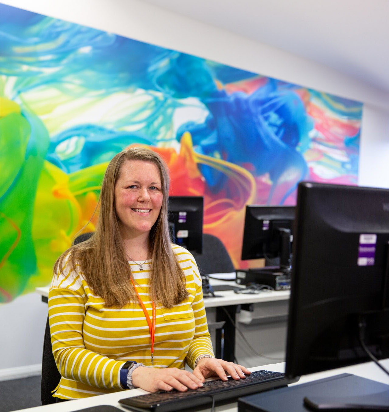 Student sitting at computer