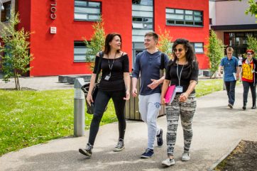 Students walking outside CK campus