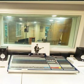 Mixing desk in sound recording studio