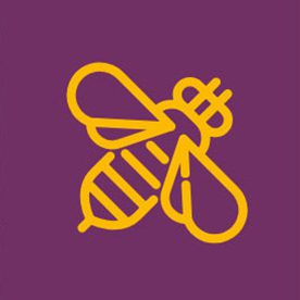 Bee icon on purple background