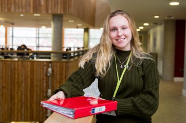 Student in hall way