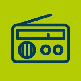 Radio icon on green background