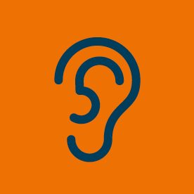 Ear icon on orange background