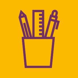 Stationery pot icon on yellow background