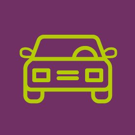 Car icon on purple background
