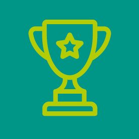 Trophy icon on green background
