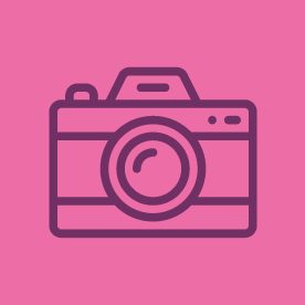 Camera icon on pink background