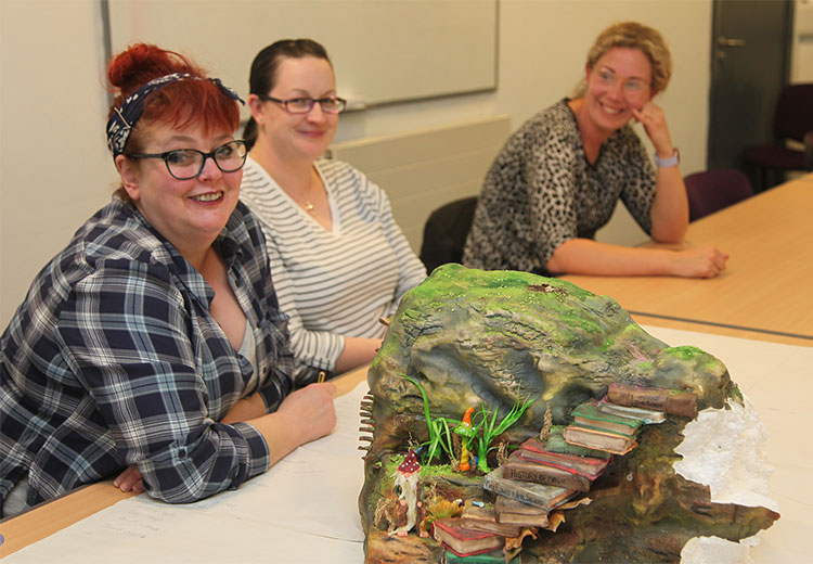 Community learners with art project