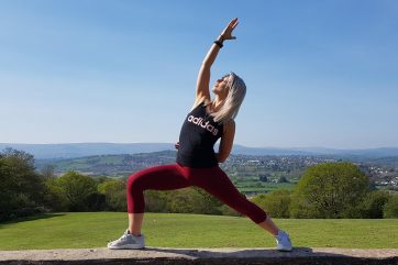 Danielle Hall in yoga pose