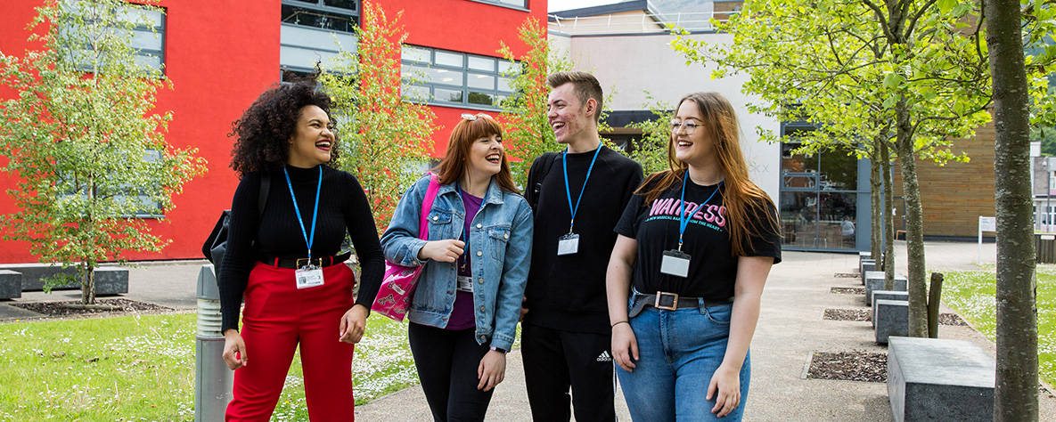 Learners laughing at Crosskeys campus