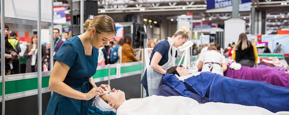 Beauty Therapy WorldSkills learners in competition