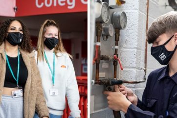 Students in Coleg Gwent face masks