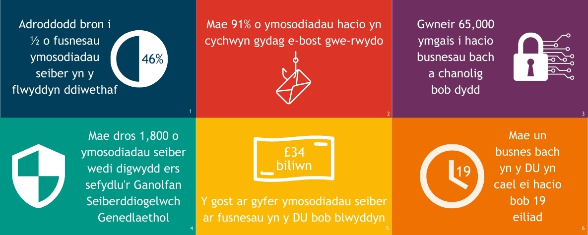 Facts about cyber security - infographic cymraeg