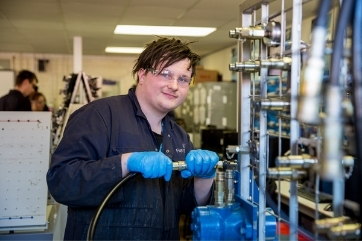 Apprentice Jesse in the workshop