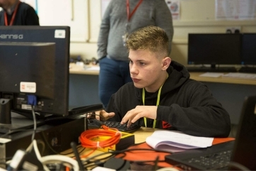 Jack Bright at a computer