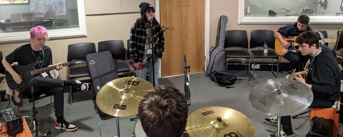 Rock School Album Recording - Learners in studio