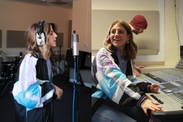 Laura Huckbody in the recording studio