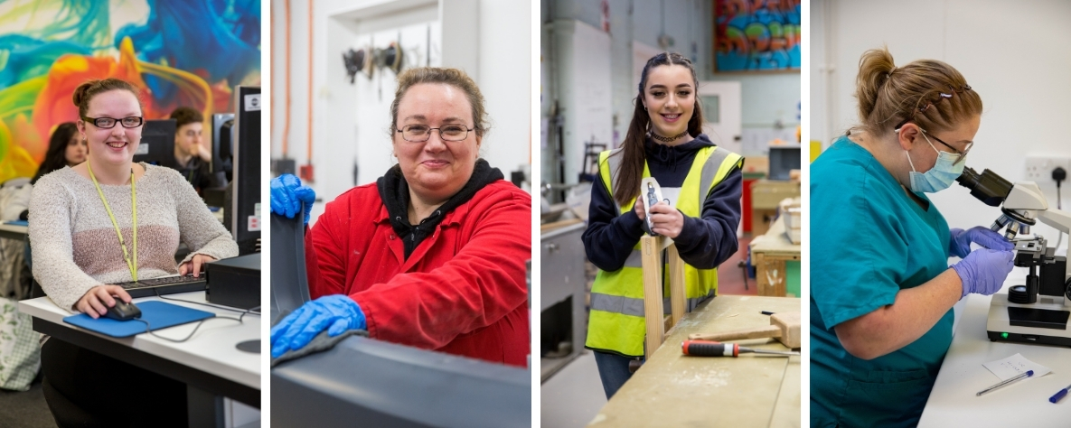 Female STEM students at Coleg Gwent