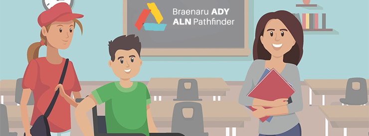 Learners in classroom with ALN Pathfinder logo