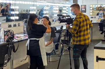 BBC X Ray filming in the hair and beauty department at Coleg Gwent