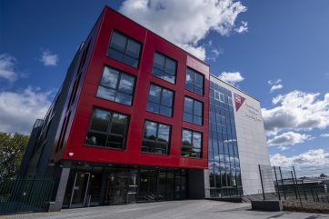 Torfaen Learning Zone building with blue sky