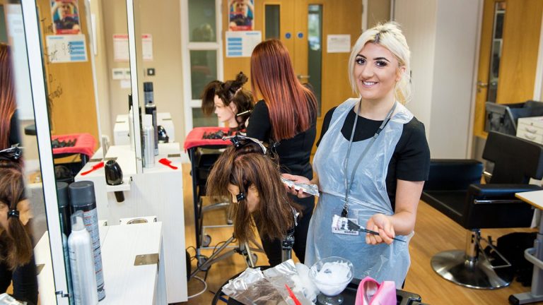 Hairdressing learner in a salon