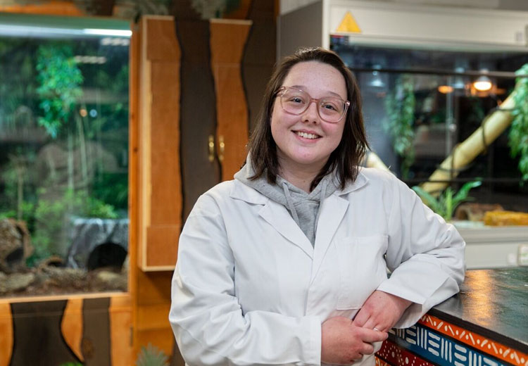 Student in reptile area