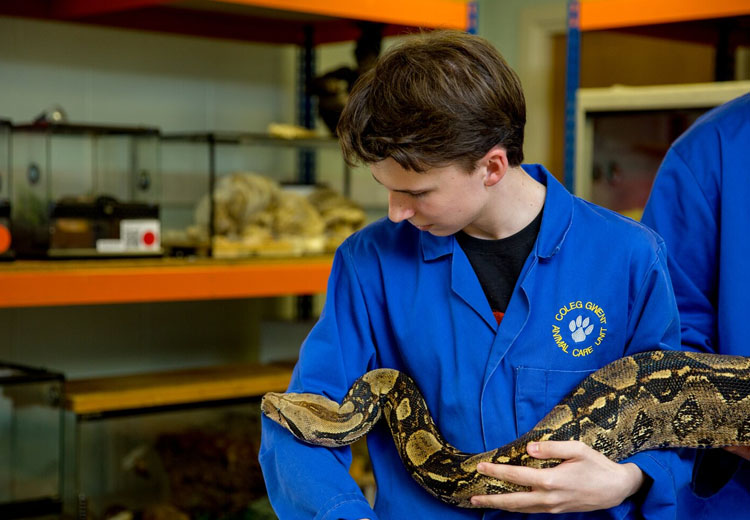 Student with snake