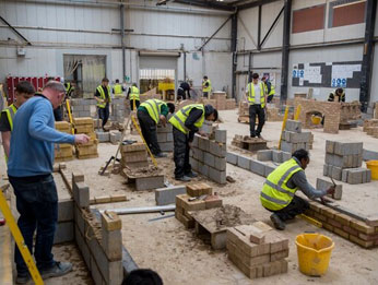 Construction centre with brickwork students