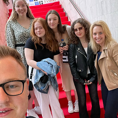 Coleg Gwent students on red carpet at Cannes