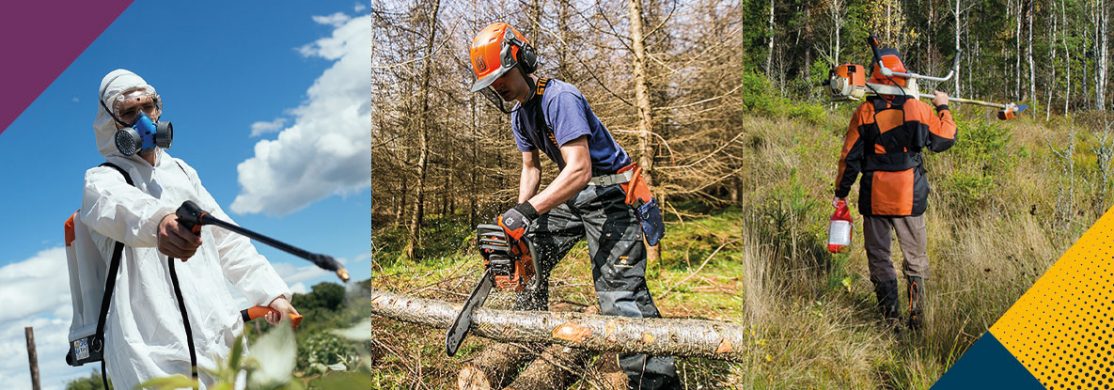 Chainsaw operator, pesticide spraying and brushcutting