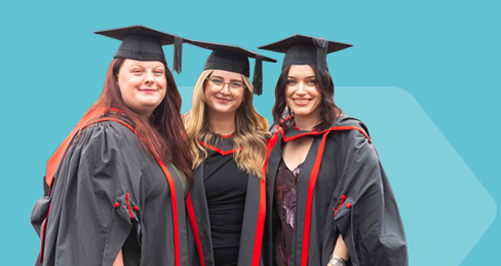 Graduates on a blue background