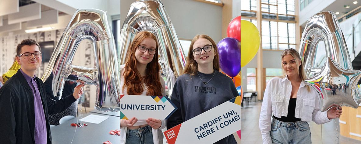 Students celebrating exam results