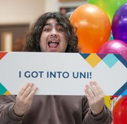 Student celebrating exam results