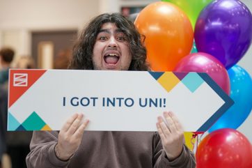 Student celebrating exam results