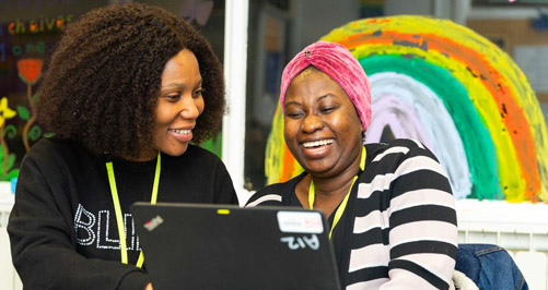 Students using laptop