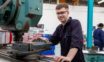 Engineering student in workshop