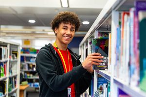 Student in the library