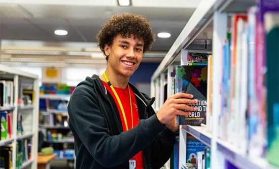 Student in the library