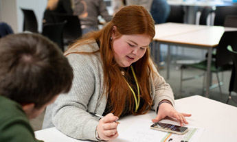 Student using a calculator