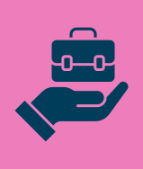 Briefcase and hand icon