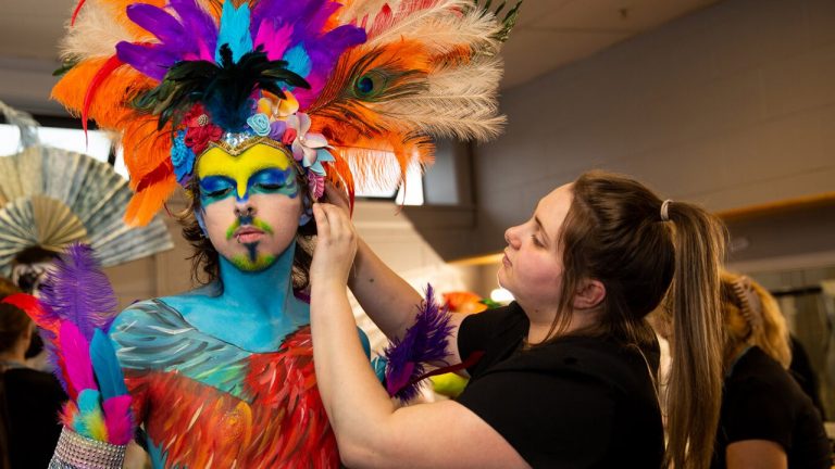 Student with body paint