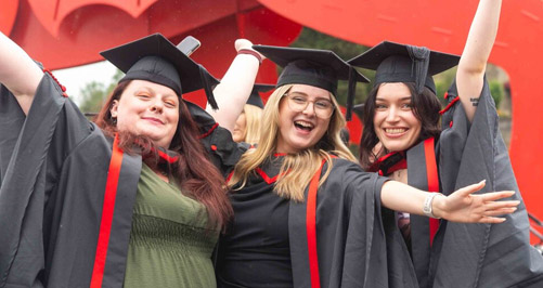 Students celebrating at graduation