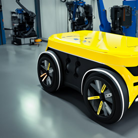 Autonomous vehicle in workshop