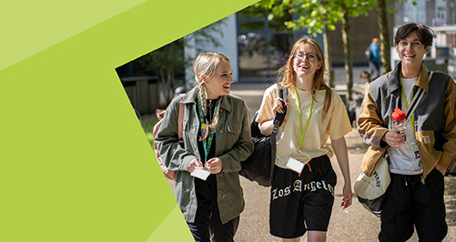 Students walking through Crosskeys campus