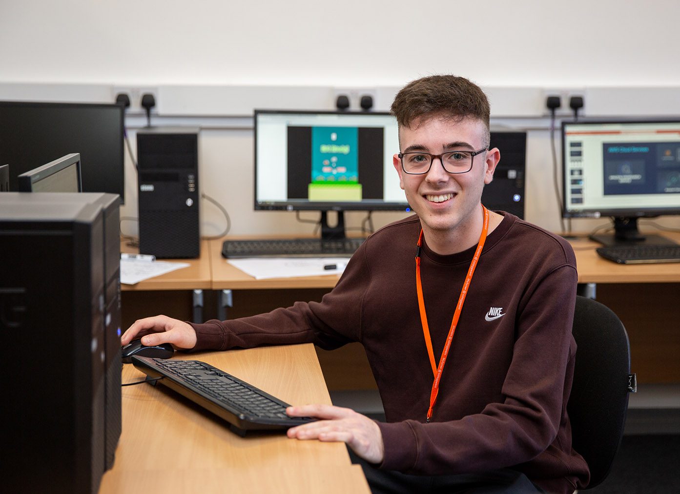 Student at computer