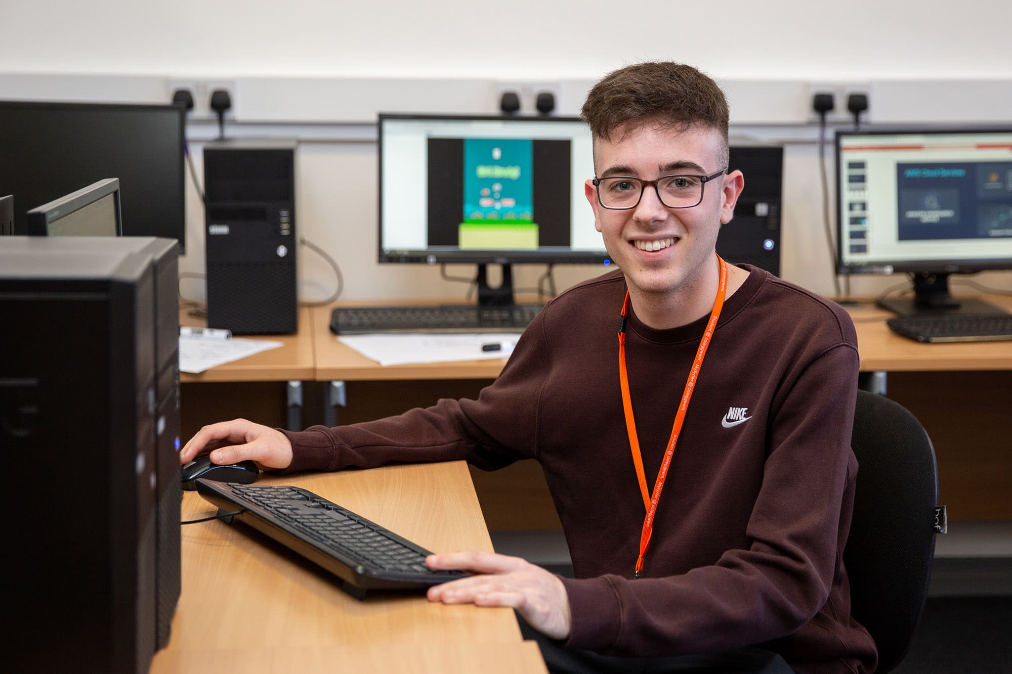 Student at computer