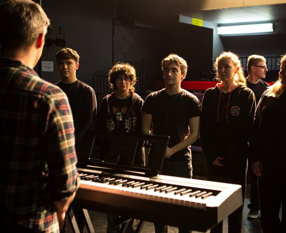 Students at Crosskeys performance theatre