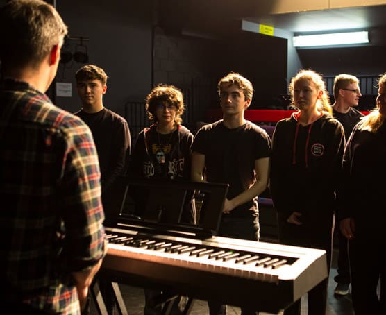 Students at Crosskeys performance theatre