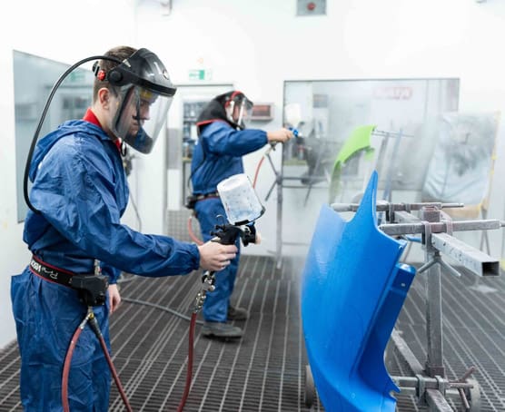 Motor vehicle paint spraying booth at Newport campus